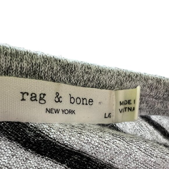 Rag & Bone Striped Slim Long-Sleeve Crewneck Top Directional Stripes Size L - Picture 7 of 9